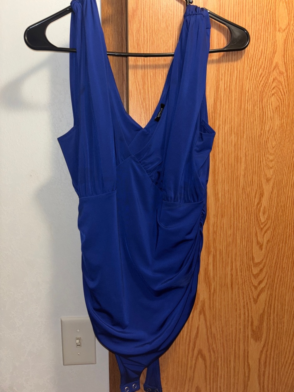 Royal Blue Draped Bodysuit Express size L